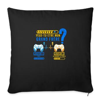 Je Vais Être Grand Frère 2022 Gamer Cadeau Humour - Housse de coussin décorative 45 x 45 cm - noir - Devant