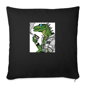 dinosaur with cigarette - Sofakissenbezug 45 x 45 cm - Schwarz - Vorne