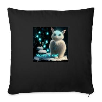Winter cat at Christmas - a cute theme of winter - Sofa pillowcase 17,3'' x 17,3'' (45 x 45 cm) - black - Front