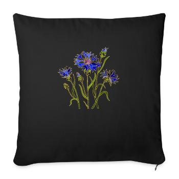Flowers - Sofa pillowcase 17,3'' x 17,3'' (45 x 45 cm) - black - Front
