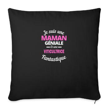 Je suis une Maman géniale Et une viticultrice - Housse de coussin décorative 45 x 45 cm - noir - Devant