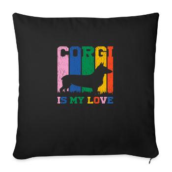Corgi is my Love - Sofa pillowcase 17,3'' x 17,3'' (45 x 45 cm) - black - Front