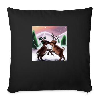Zwei verspielte Rentiere - Sofakissenbezug 45 x 45 cm - Schwarz - Vorne