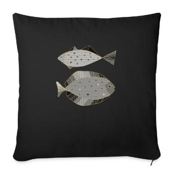 Poissons - Housse de coussin décorative 45 x 45 cm - noir - Devant