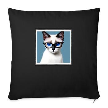 Cute cat Amber with glasses - Sofa pillowcase 17,3'' x 17,3'' (45 x 45 cm) - black - Front