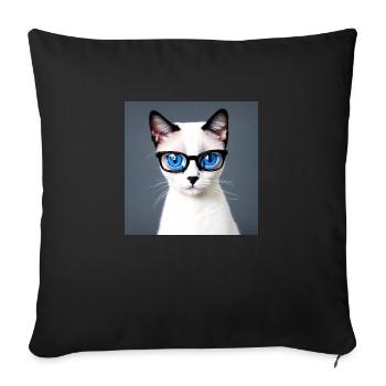 Mignon chat Zoe avec des lunettes - Housse de coussin décorative 45 x 45 cm - noir - Devant