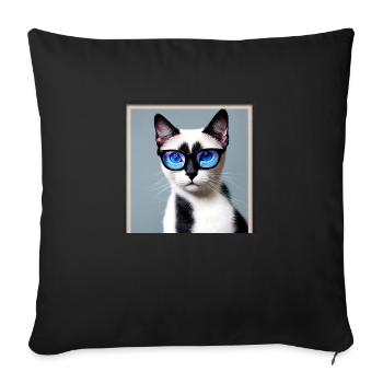Mignon chat Aidan avec des lunettes - Housse de coussin décorative 45 x 45 cm - noir - Devant
