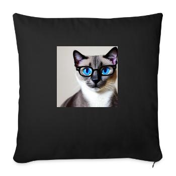 Mignon chat Benjamin avec des lunettes - Housse de coussin décorative 45 x 45 cm - noir - Devant