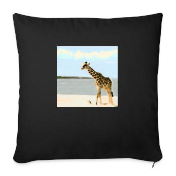 Giraffe am Strand - Sofakissenbezug 45 x 45 cm - Schwarz - Vorne
