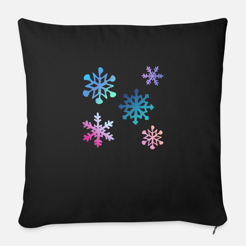 Bunte Schneeflocken - Sofakissenbezug 45 x 45 cm - Schwarz