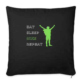 Eat Sleep Hike Repeat - Sofa pillowcase 17,3'' x 17,3'' (45 x 45 cm) - black - Front
