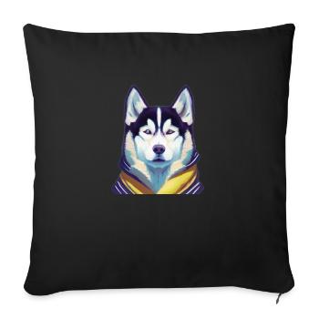 Husky with a yellow scarf - Sofa pillowcase 17,3'' x 17,3'' (45 x 45 cm) - black - Front
