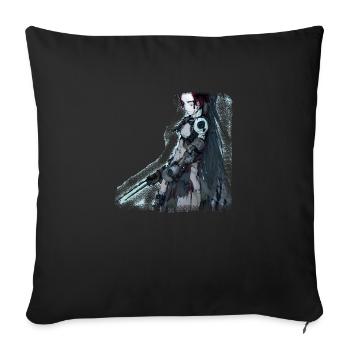 Anime Cyborg Mädchen - Sofakissenbezug 45 x 45 cm - Schwarz - Vorne