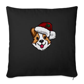 Sweet Corgi with Christmas Hat Christmas - Sofa pillowcase 17,3'' x 17,3'' (45 x 45 cm) - black - Front