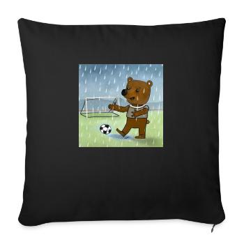 The bear plays football in the rain - Sofa pillowcase 17,3'' x 17,3'' (45 x 45 cm) - black - Front