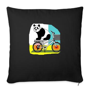 Panda learns to ride a bike - Sofa pillowcase 17,3'' x 17,3'' (45 x 45 cm) - black - Front