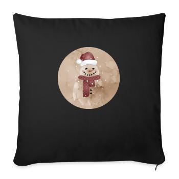 mignon bonhomme de neige avec casquette et nez de navet - Housse de coussin décorative 45 x 45 cm - noir - Devant