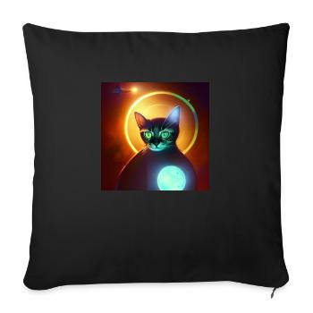 The Universe Cat - Sofa pillowcase 17,3'' x 17,3'' (45 x 45 cm) - black - Front