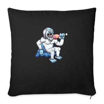 Yeti Eating Meat - Sofa pillowcase 17,3'' x 17,3'' (45 x 45 cm) - black - Front
