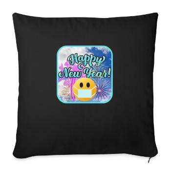 Happy New Year, colorful theme. - Sofa pillowcase 17,3'' x 17,3'' (45 x 45 cm) - black - Front