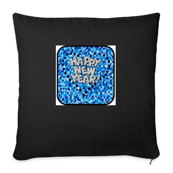 Happy New Year, colorful theme. - Sofa pillowcase 17,3'' x 17,3'' (45 x 45 cm) - black - Front