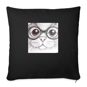Chat de dessin animé mignon - Housse de coussin décorative 45 x 45 cm - noir - Devant