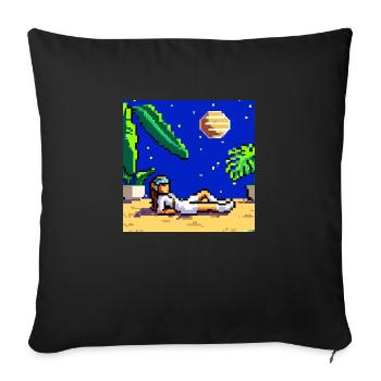 astronaut lounging in a tropical resort in space - Sofa pillowcase 17,3'' x 17,3'' (45 x 45 cm) - black - Front