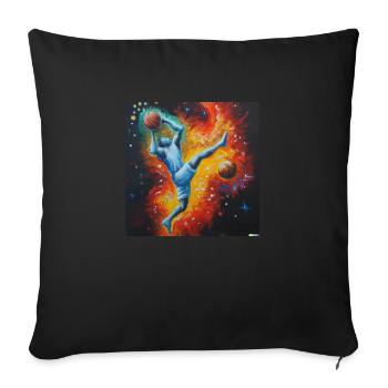 Peinture expressive d’un joueur de basket-ball en train de dunker - Housse de coussin décorative 45 x 45 cm - noir - Devant