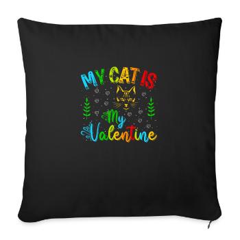 Mon chat est mon Valentin - Housse de coussin décorative 45 x 45 cm - noir - Devant