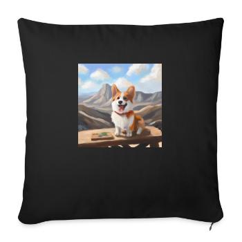 Cute Corgi in Nature - Sofa pillowcase 17,3'' x 17,3'' (45 x 45 cm) - black - Front