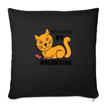 My Cat is my Valentine - Sofa pillowcase 17,3'' x 17,3'' (45 x 45 cm) - black - Front
