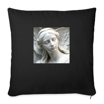 portrait beautiful young angel carved in marble - Sofa pillowcase 17,3'' x 17,3'' (45 x 45 cm) - black - Front