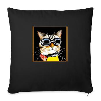 Coole Katze 1 - Sofakissenbezug 45 x 45 cm - Schwarz - Vorne
