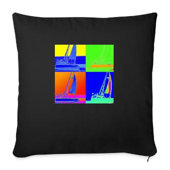 a picture in Warhol style with a sailing yacht - Sofakissenbezug 45 x 45 cm - Schwarz - Vorne