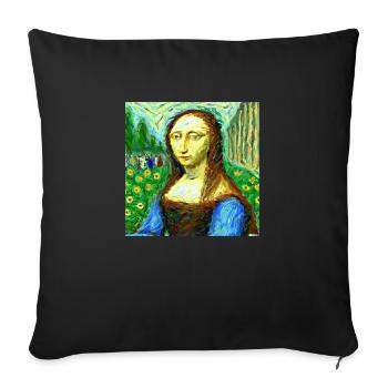 mona lisa in van gogh style - Sofakissenbezug 45 x 45 cm - Schwarz - Vorne