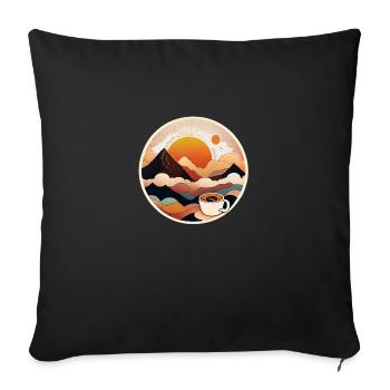Coffee with a Stunning Mountain Scene - Sofakissenbezug 45 x 45 cm - Schwarz - Vorne