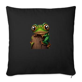 Cute Frog on a Log - Sofa pillowcase 17,3'' x 17,3'' (45 x 45 cm) - black - Front