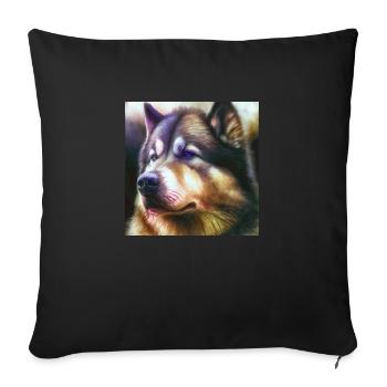 Alaskan Malamute Dog Portrait Dog Sled Dog - Sofa pillowcase 17,3'' x 17,3'' (45 x 45 cm) - black - Front