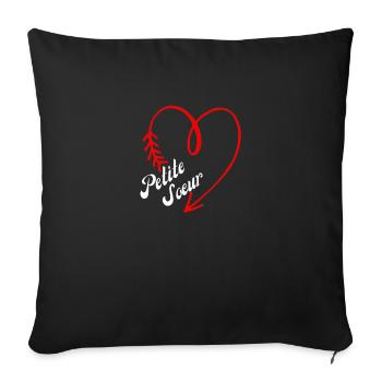 petite sœur cœur - Housse de coussin décorative 45 x 45 cm - noir - Devant
