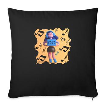 DRÔLE D’ILLUSTRATION MUSICALE FILLE 1 - Housse de coussin décorative 45 x 45 cm - noir - Devant