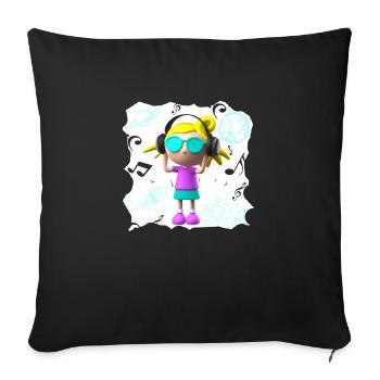 DRÔLE D’ILLUSTRATION MUSICALE FILLE 6 - Housse de coussin décorative 45 x 45 cm - noir - Devant