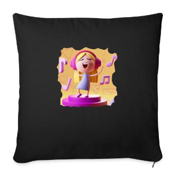 LUSTIGE MUSIK ILLUSTRATION MÄDCHEN 7 - Sofakissenbezug 45 x 45 cm - Schwarz - Vorne