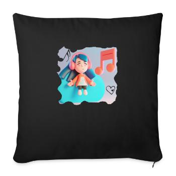 DRÔLE D’ILLUSTRATION MUSICALE FILLE 10 - Housse de coussin décorative 45 x 45 cm - noir - Devant