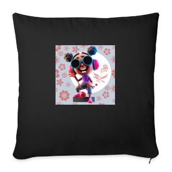 FUNNY MUSIC ILLUSTRATION GIRL 12 - Sofa pillowcase 17,3'' x 17,3'' (45 x 45 cm) - black - Front