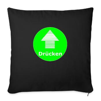 Schild Drücken Mit Pfeil grün und weiß - Sofakissenbezug 45 x 45 cm - Schwarz - Vorne