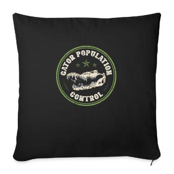 Alligator Hunter Gator Population Control, - Sofa pillowcase 17,3'' x 17,3'' (45 x 45 cm) - black - Front