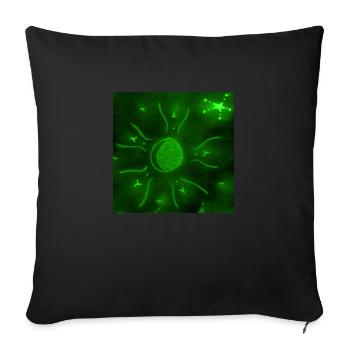 GREEN STARRY MOON - Sofa pillowcase 17,3'' x 17,3'' (45 x 45 cm) - black - Front