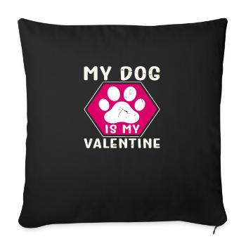 Mon chien est mon Valentin - Housse de coussin décorative 45 x 45 cm - noir - Devant