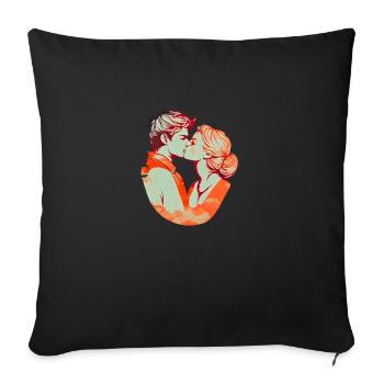 Cute couple kiss in color - Sofa pillowcase 17,3'' x 17,3'' (45 x 45 cm) - black - Front