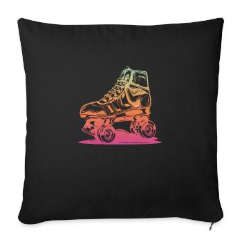 rollerblades patins rollers rollerskates retro - Housse de coussin décorative 45 x 45 cm - noir - Devant